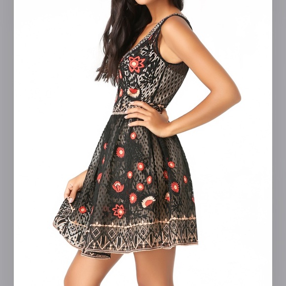 Bebe Dress - ‘Embroidered Dotted Fit & Flare’ - Picture 2 of 5